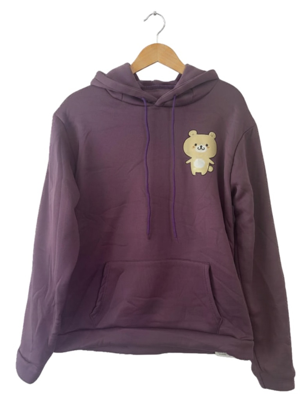 Rirukuma Bear Ear Hoodie Purple Kawaii Japanese Graphic Sweatshirt Large NWT - Picture 2 of 6
